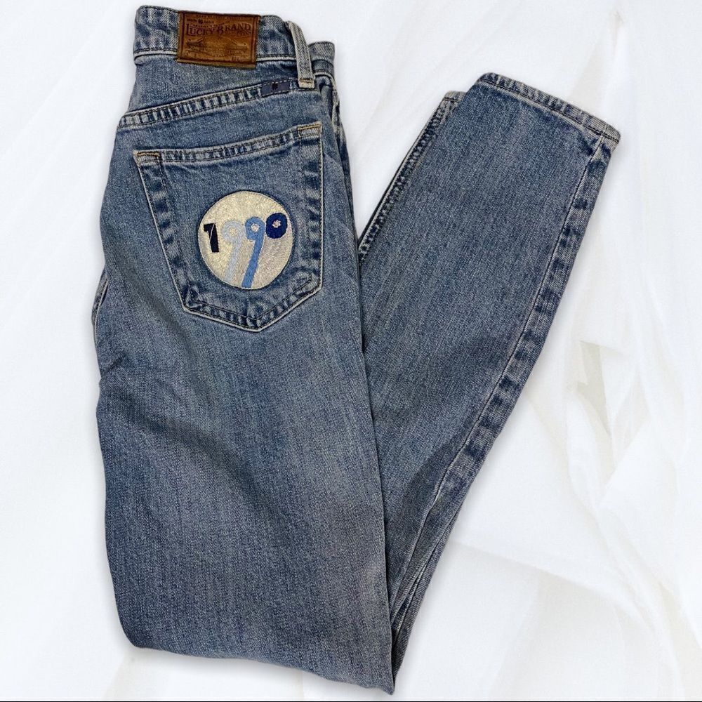 Brigette Skinny Patch Pocket Blue Jeans (0/25) Lucky Brand